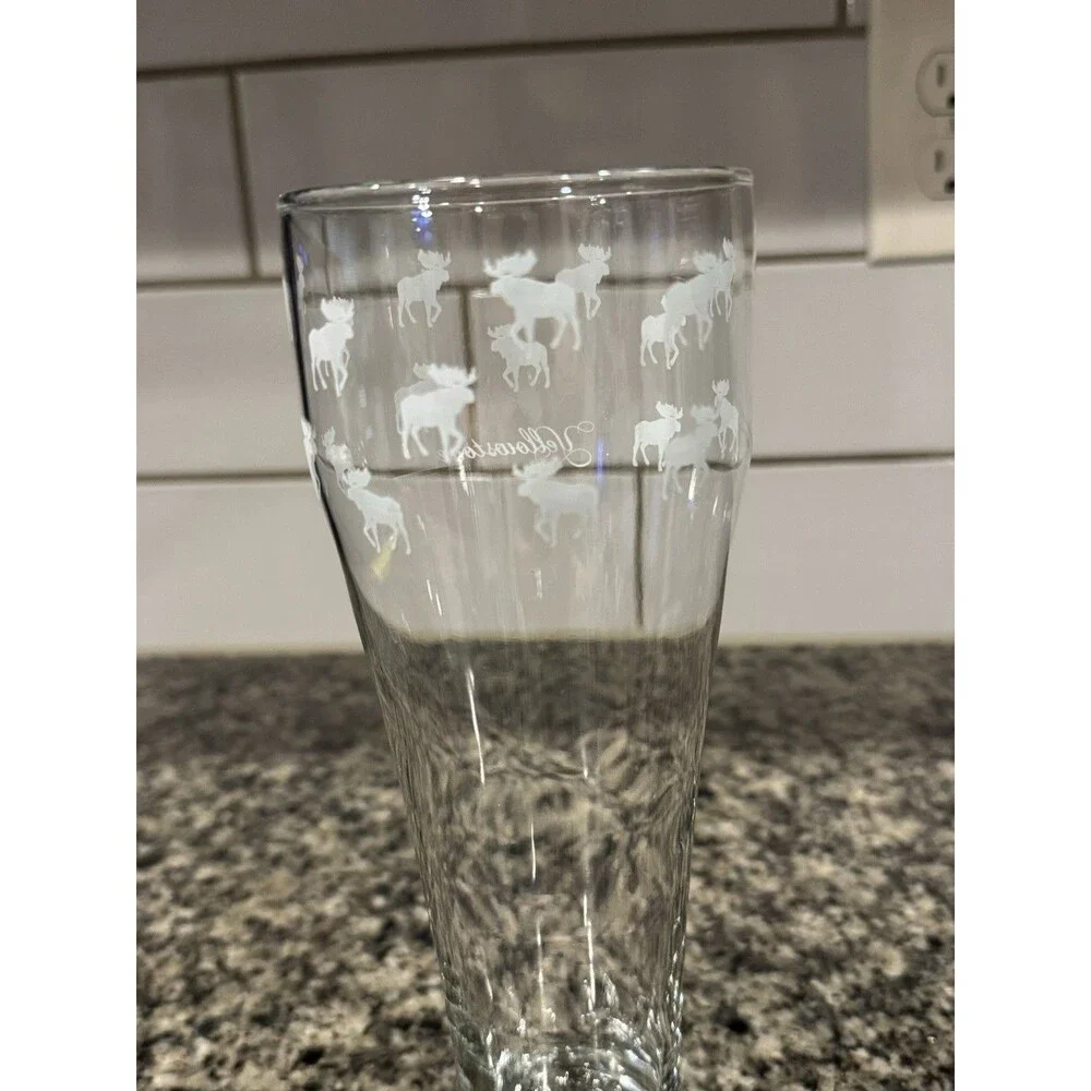 16oz Yellowstone National Park Pilsner Glass w/Moose 9.25”